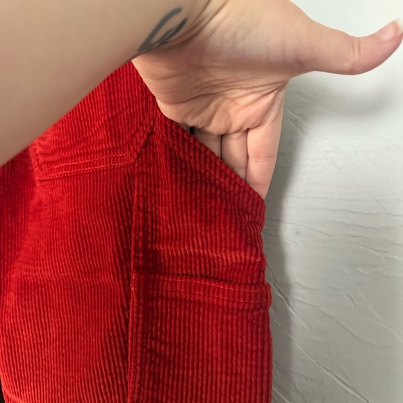 Judy Blue Orange Rust Slim Fit High Waist Stretch Corduroy Carpenter Jeans - Picture 10 of 16